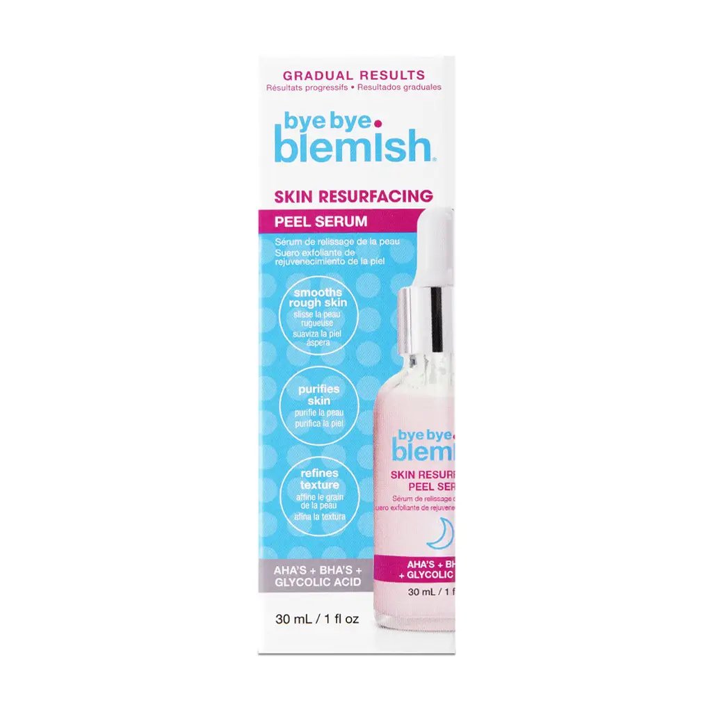 Skin Resurfacing Serum 1 Paketimi i produktit Serum Bye Bye Blemish për rigjenerimin e lëkurës me acide AHA + BHA dhe acid glikolik 30ml