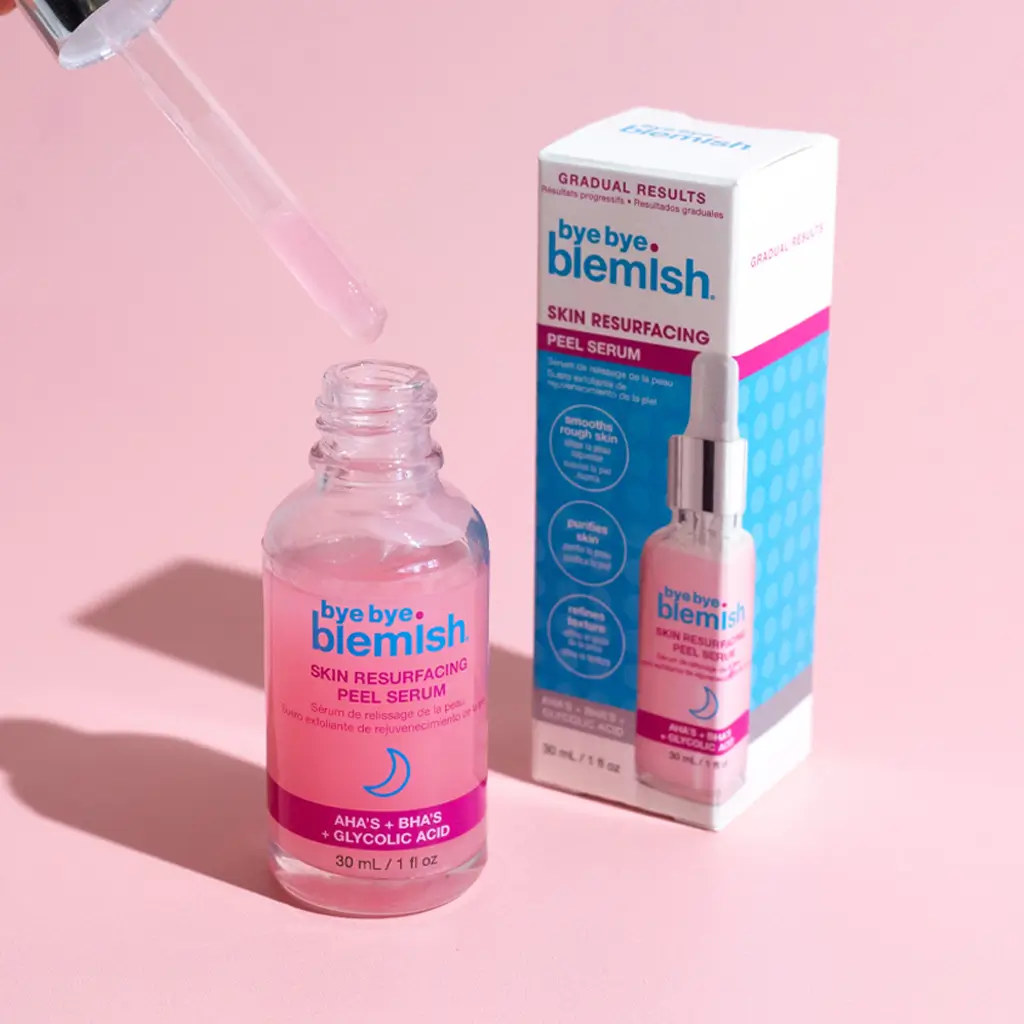 Skin Resurfacing Serum 2 Unutarnjek pakiranje proizvoda Bye Bye Blemish serum za regeneraciju kože s AHA + BHA kiselinama i glikolnom kiselinom od 30ml
