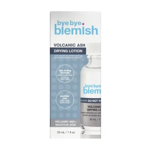 Paketimi i produktit Bye Bye Blemish Losion për lehtësimin e akneve me hi vullkanik dhe acid salicilik 30 ml