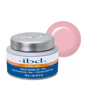 Pakiranje proizvoda IBD Led/UV gradivni gel za nokte Pink od 56 grama s prikazanom rozom nijasnom.