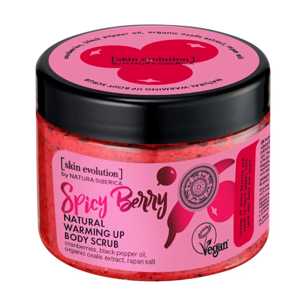 skin evolution Warming Body Scrub Spicy Berry 4 Pakiranje proizvoda natura siberica skin evolution piling za tijelo spicy berries 300ml