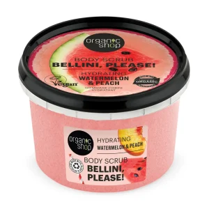 Pakiranje proizvoda organic shop Hydrating Body Scrub bellini please watermelon peach u pakiranju od 250 ml