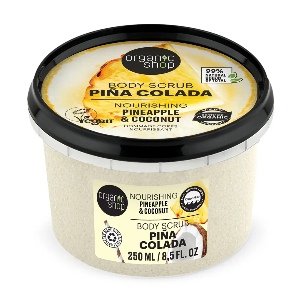 Nourishing Body Scrub Piña Colada 4 Pakiranje proizvoda organic shop piling za tijelo pina colada ananas & kokos u pakiranju od 250 ml