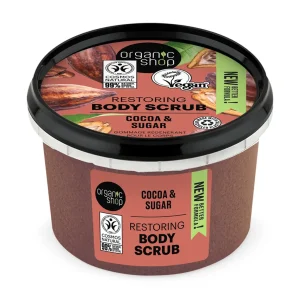 Pakiranje proizvoda organic shop restoring piling za tijelo s kakaom i šećerom u pakiranju od 250 ml