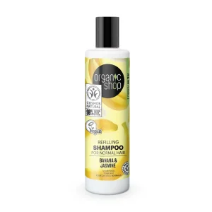 pakiranje proizvoda organic shop refilling šampon za normalnu kosu od banane i jasmina od 280ml