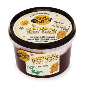 Scrub trupi organik për lëkurë, super i mirë me fara mango dhe chia organike 250 ml